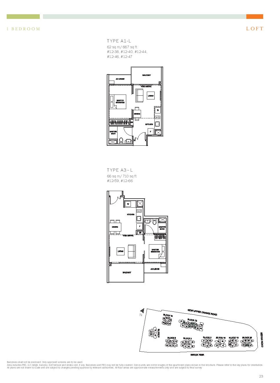 The Glades @ Tanah Merah 1 Bedroom Loft Floor Type A1-L, A3-L Plans