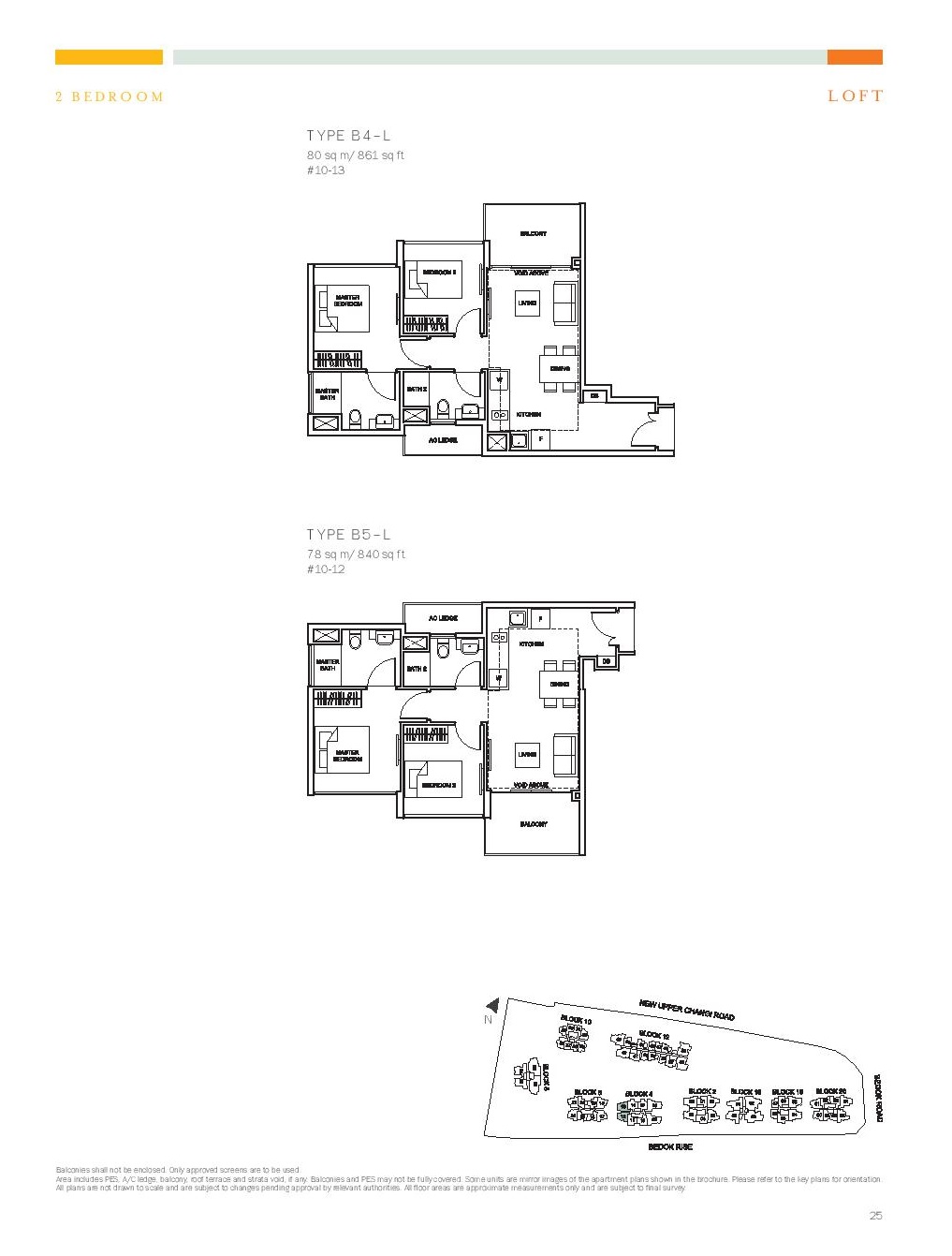 The Glades @ Tanah Merah 2 Bedroom Loft Floor Type B4-L, B5-L Plans