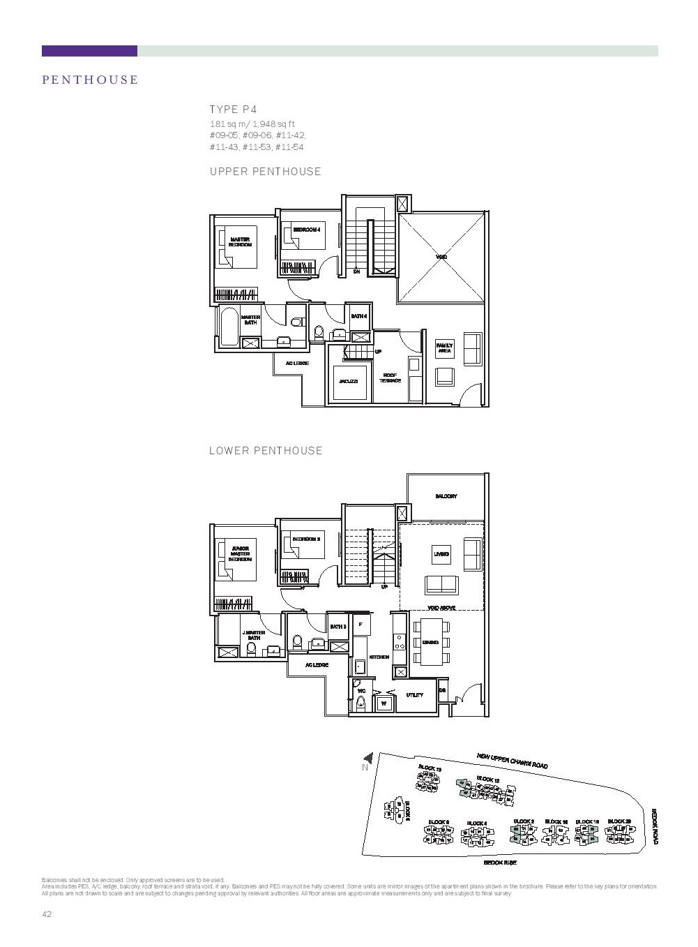 The Glades @ Tanah Merah 4 Bedroom Penthouse Type P4 Plans